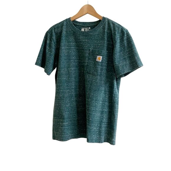 Carthartt Men’s Green Heathered T Shirt Loose Fit Size Small Cotton Blend Work - Picture 1 of 9